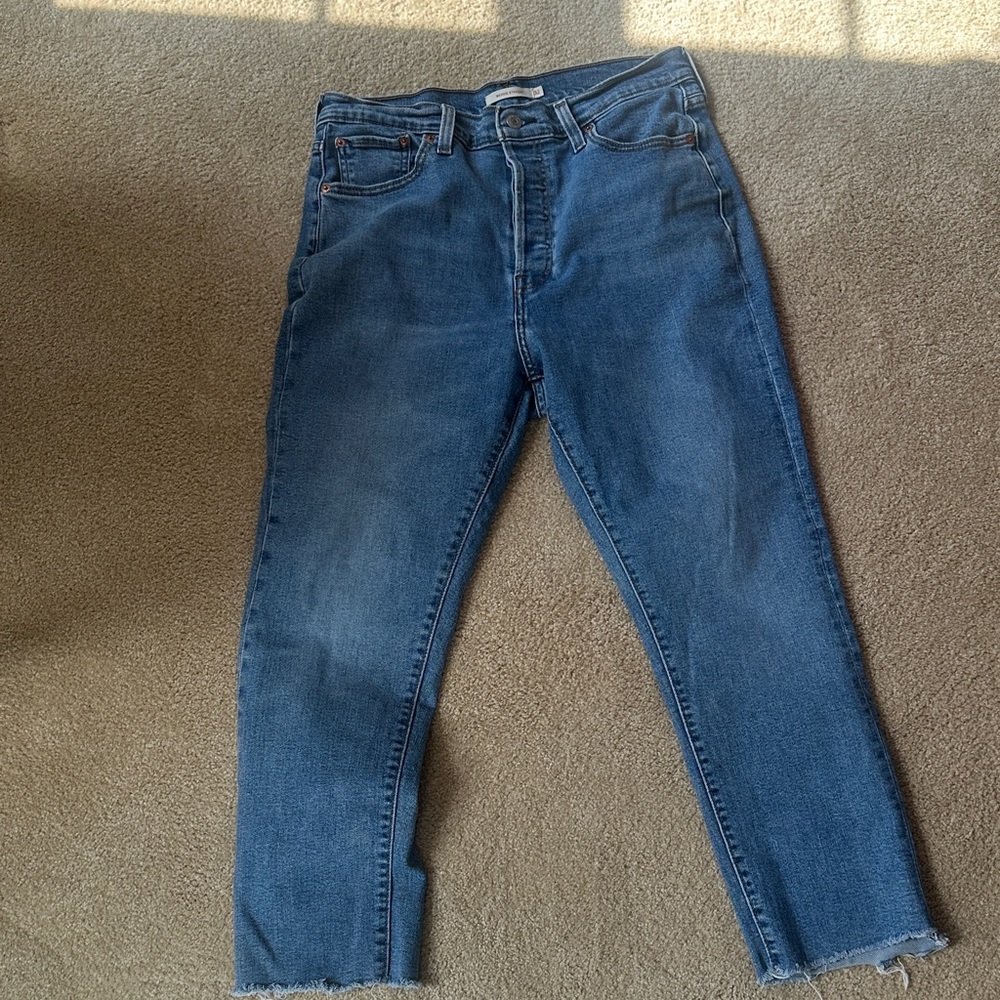 Levi's Women's Straight Leg Jeans in Dark Blue Denim